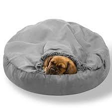 Photo 1 of Lasaas Small Dog Bed with Blanket Attached Round Donut Cozy Cuddler Caliming Dog