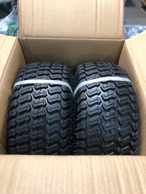 Photo 2 of 15x6.00-6" Front Tire Assembly Replacement for 100 and 300 Series John Deere Riding Mowers - 2 pack