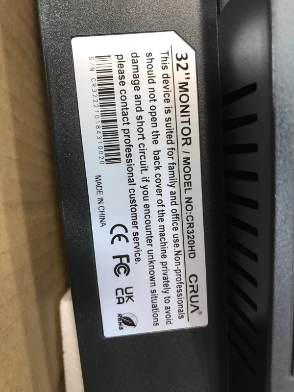 Photo 4 of CRUA 32" 144Hz/165Hz Curved Gaming Monitor,1800R Display,1ms(GTG) Response Time,Full HD 1080P for Computer,Laptop,ps4,Switch,Auto Support Freesync and Low Motion Blur,DP,HDMI Port-Black(Support VESA)