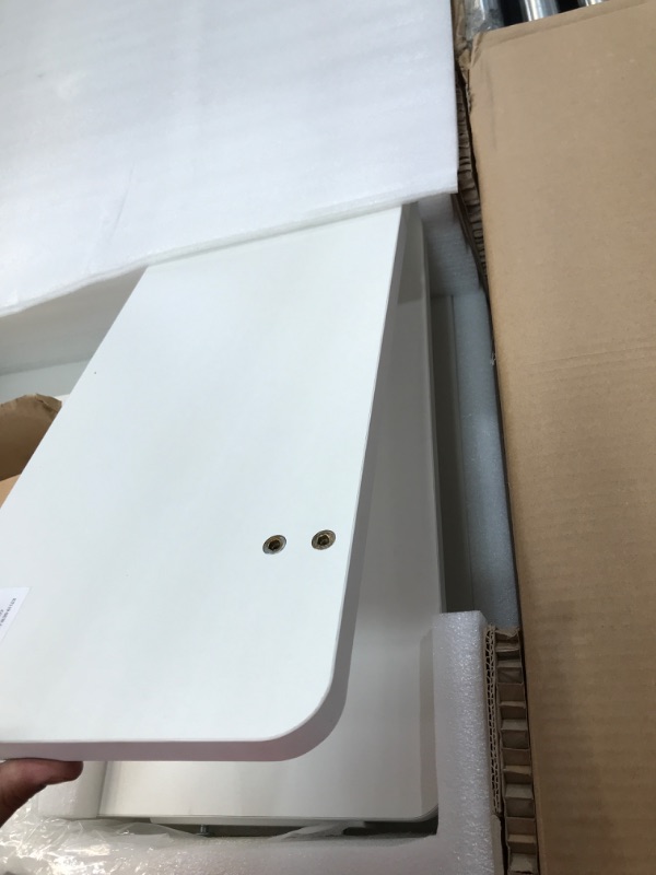 Photo 1 of FLEXISPOT Comhar Electric Standing Desk with Drawer Desktop & Adjustable Frame Quick Install w/USB Charge Ports, Child Lock, Modern, 48 inch (Bamboo/Black, Wood) Bamboo Texture/Black 48" white top 