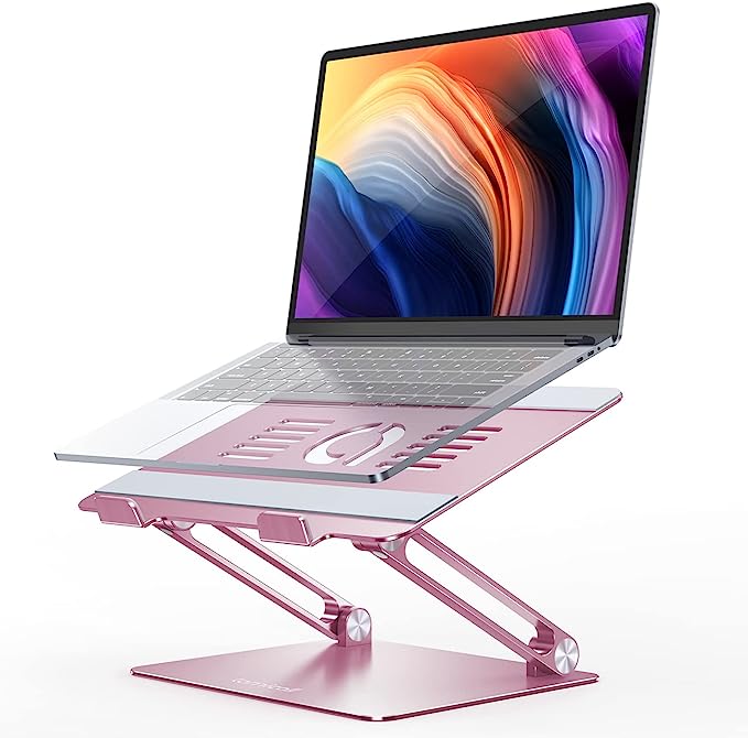 Photo 1 of Lamicall Adjustable Laptop Stand, Portable Laptop Riser, Aluminum Laptop Stand for Desk Foldable, Ergonomic Computer Notebook Stand Holder for MacBook Air Pro, Dell XPS, HP (10-17.3'') -Pink
