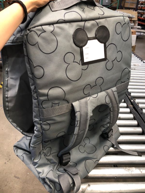 Photo 3 of 15"x20" Grey Disney Black Mickey Mouse Head Outline Pattern Diaper Bag Backpack 