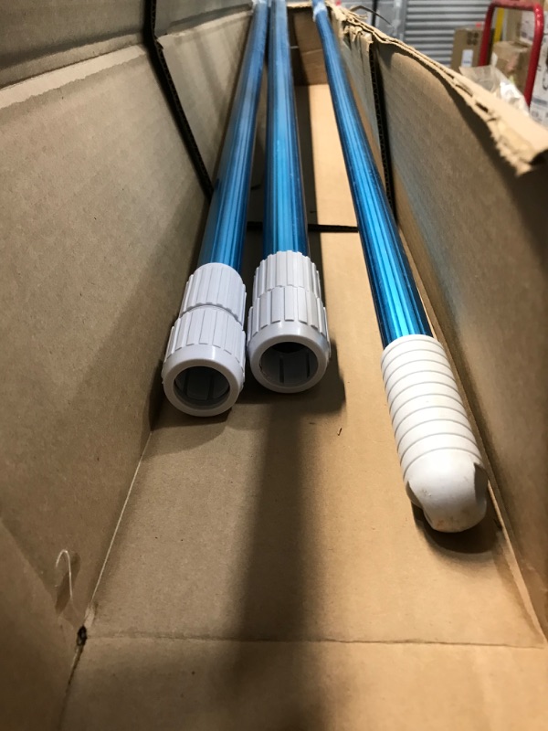 Photo 2 of 3PACK//  U.S. Pool Supply Professional 8-Foot Blue Anodized Aluminum Telescopic Swimming Pool Pole, Adjustable 2 Piece Expandable Step-Up - Attach Connect Skimmer Nets, Rakes, Brushes, Vacuum Heads with Hoses
