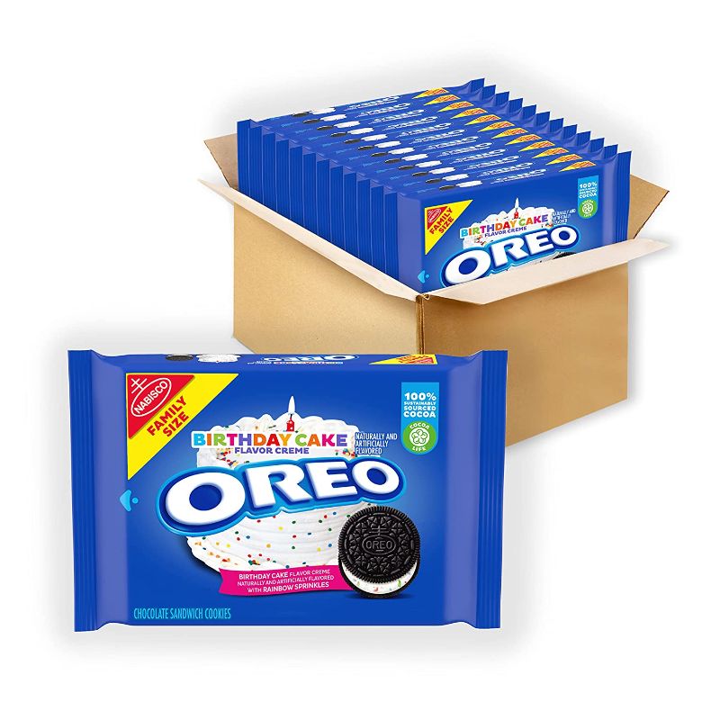 Photo 1 of **exp May 14 2023**
OREO Birthday Cake Creme Chocolate Sandwich Cookies, Family Size, 12 - 17 oz Packs
