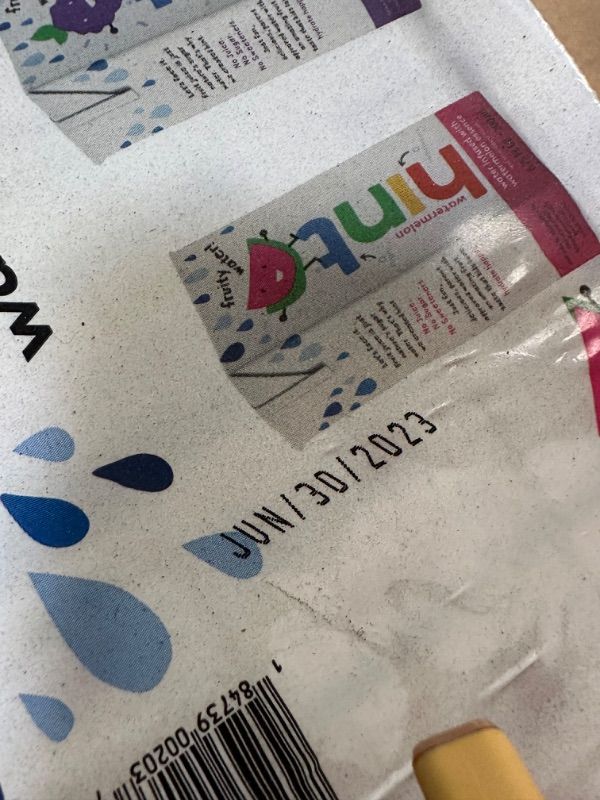 Photo 1 of **EXP june 30 2023**
Hint Kids Water Variety Pack (Pack of 32), 6.75 Ounce Boxes, 8 Boxes Each of: Cherry, Watermelon, Apple, & Blackberry, Zero Sugar, Zero Sweeteners, Zero Preservatives, Zero Artificial Flavors 4-Flavor Variety Pack