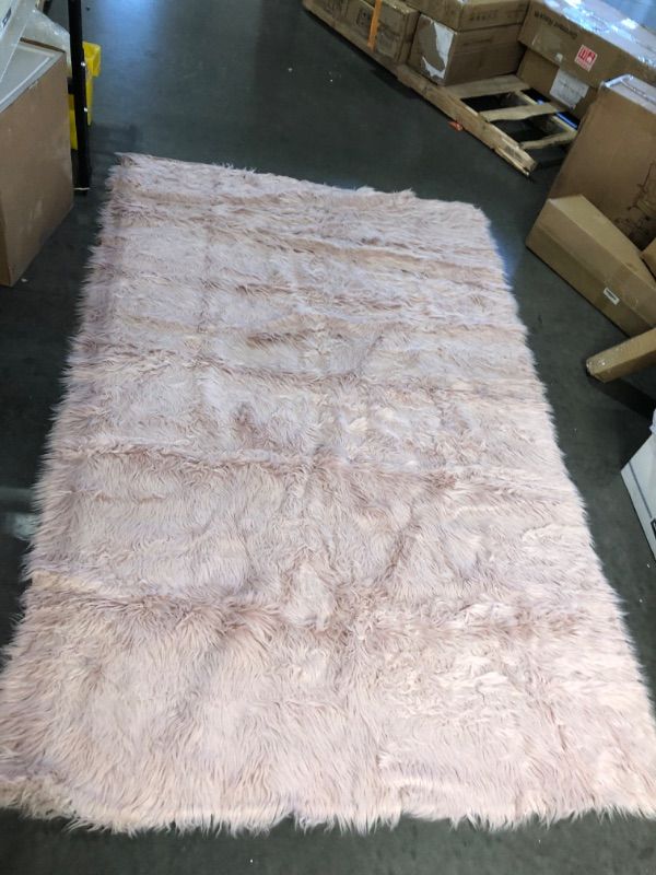 Photo 2 of ***UNDERSIDE STICKY,NEEDS CLEANING***Latepis Pink Fur Rug 5 x 8 ft Rectangle
