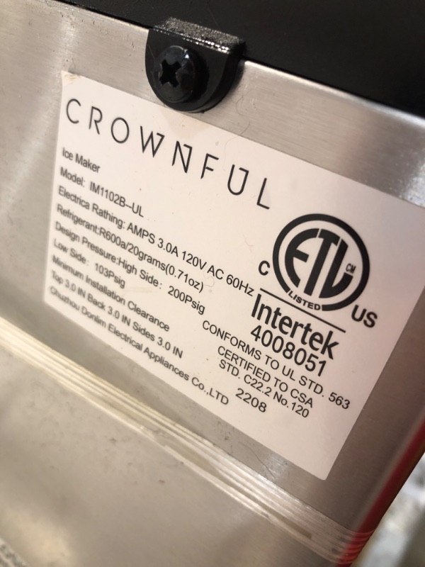 Photo 5 of ***UNTESTED - SEE NOTES***
CROWNFUL Nugget Ice Maker Countertop