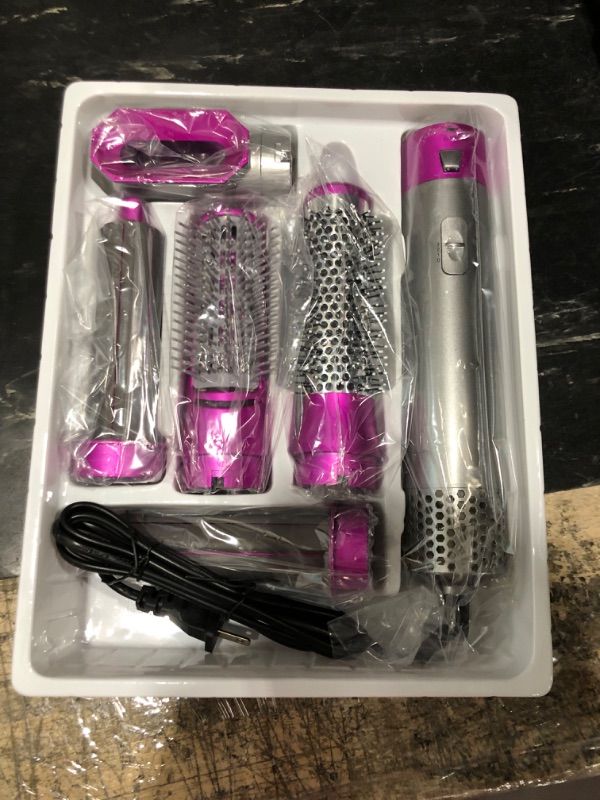 Photo 2 of 5 in 1 Hair Dryer Brush with Hair Volumizer,Hot Air Brush, Scalp Massager,Curler and Straightener