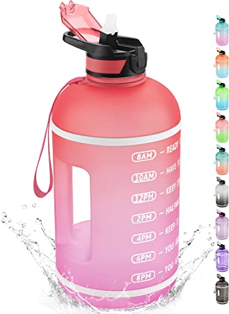Photo 1 of *NOT exact stock photo, use for reference*
KEEPTO 1 Gallon Water Bottle with Straw-Motivational Water Jug with Time Marker, 