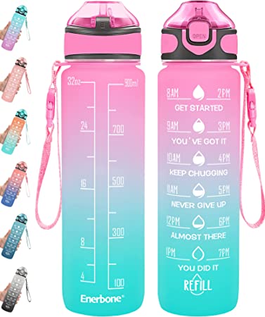 Photo 1 of *NOT exact stock photo, use for reference*
32 oz Water Bottle with Times to Drink and Straw, Motivational Drinking Water Bottles with Carrying Strap, Leakproof BPA & Toxic Free, Ensure You Drink Enough Water for Fitness Gym Outdoor