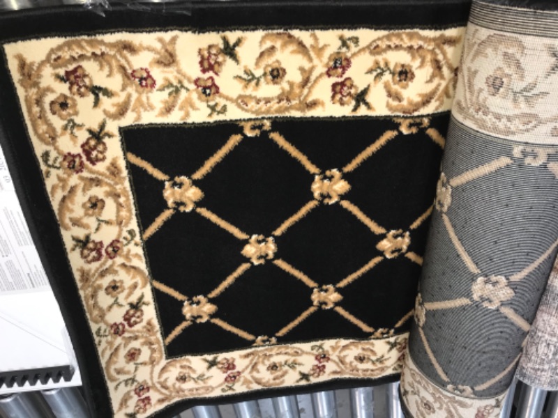 Photo 2 of (LIKE NEW) Well Woven Timeless Fleur De Lis Black Formal Area Rug 2'3" X 7'3" Runner Runner Black 2 ft 3 in x 7 ft 3 in