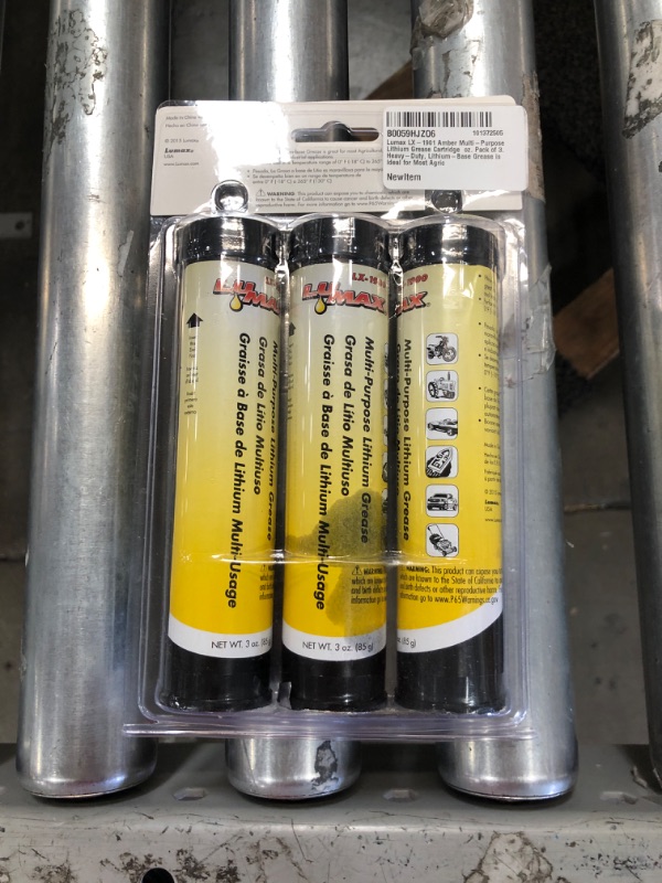 Photo 2 of LUMAX LX-1901 Amber Multi-Purpose Lithium Grease Cartridge – oz. Pack of 3. Heavy-Duty, Lithium-Base Grease is Ideal for Most Agricultural, Automotive and Industrial Applications.