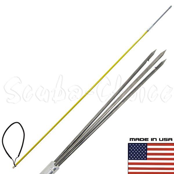 Photo 1 of "5' One Piece Spearfishing Fiber Glass Pole Spear 3 Prong Barb SS Paralyzer Tip"
