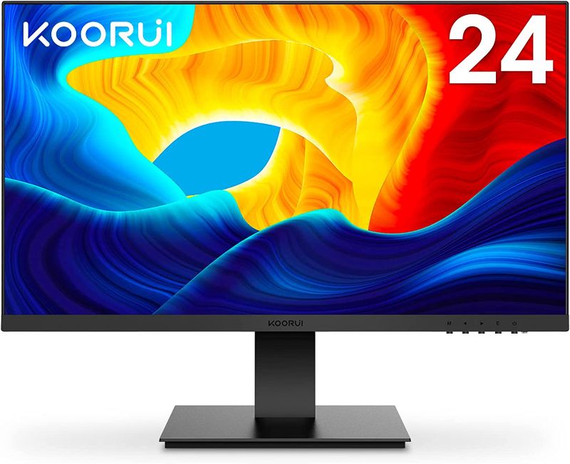 Photo 1 of KOORUI 24 Inch Computer Monitor, FHD 1920 x 1080p Office PC Monitor IPS Display 75Hz, HDMI, VGA, 75 x 75 mm VESA Mountable, Frameless, Eye Protection and Ergonomic Tilt Adjustment
