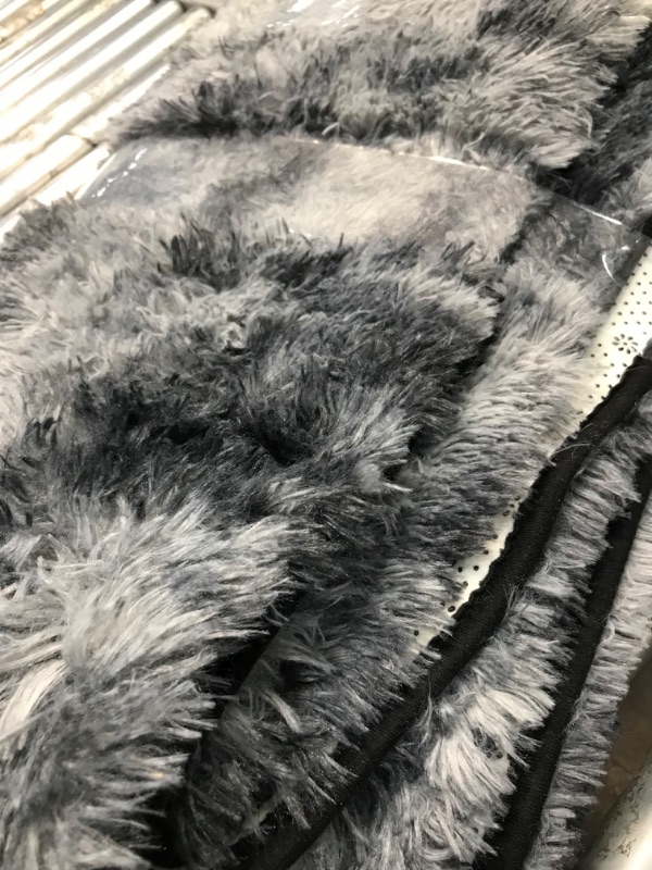 Photo 1 of dark grey white fluffy rug 6x7