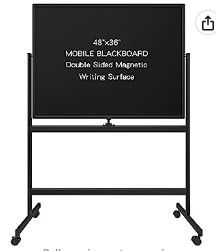 Photo 1 of INNOVART Black Mobile Whiteboard 48” x 36”, 360° Reversible Double Sided Magnetic Dry Erase Board with Portable Rolling Stand on Wheels, Easel Standing Board with Black Aluminum Frame. 48" x 36"