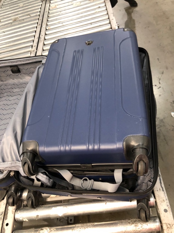 Photo 3 of ***DAMAGED***Travelers Club Chicago Hardside Expandable Spinner Luggages, Navy Blue, 5 Piece Set
