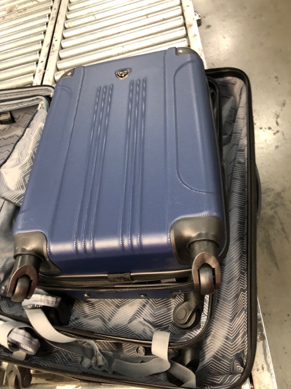 Photo 2 of ***DAMAGED***Travelers Club Chicago Hardside Expandable Spinner Luggages, Navy Blue, 5 Piece Set
