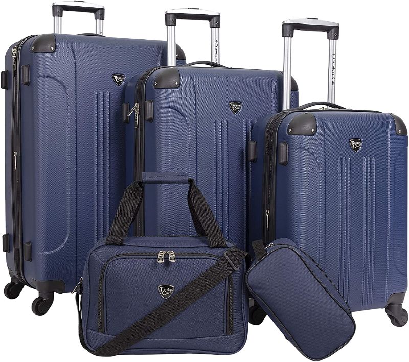 Photo 1 of ***DAMAGED***Travelers Club Chicago Hardside Expandable Spinner Luggages, Navy Blue, 5 Piece Set
