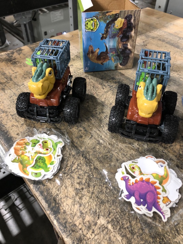 Photo 2 of 2 Dinosaur Toys Truck for Kids-Dino Toys Monster Truck Carrier Powered Cars for Boys and Toddlers Age 3,4,5 and Up, with 30pcs Dinosaur Stickers-Christmas,Birthday,Party Kids Toys Gift for Boy Girls Yellow 1