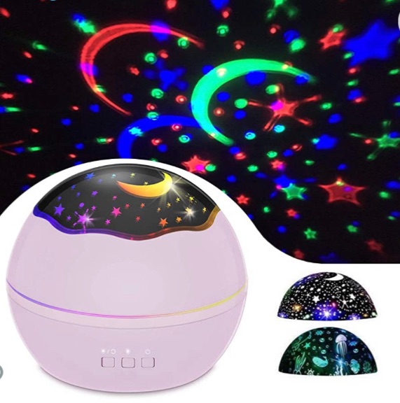 Photo 1 of 2 Sky Star Child Night Light Projector Lamp,360 Degree Rotation Colorful Sea Animals Star Moon Cover Projector Night Lighting Gift for Baby Kid Children Bedroom Nursery Decor (Pink