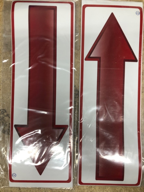 Photo 2 of 2 pack Arrow Sign Sticker - For Indoor or Outdoor Use - 20 Signs Stickers White & Red - Durable and Strong Adhesive - 12” x 4” - Direction Arrow Graphic Wide Large