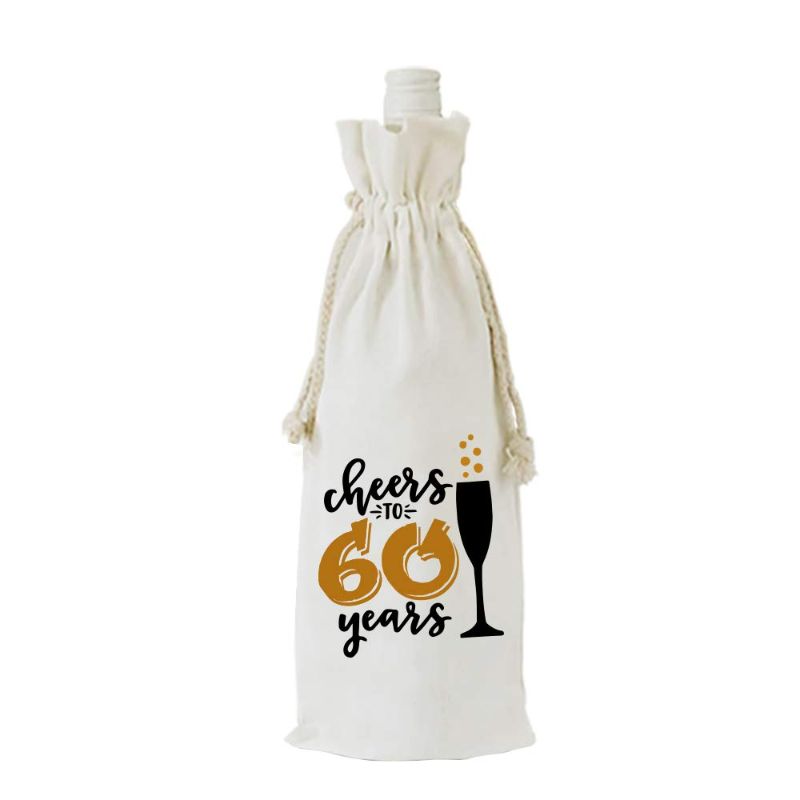 Photo 1 of 2 YouFangworkshop Cheers to 60 Years Funny 60th Birthday Wine Bottle Bags Party Decorations Supplies Present for Women, Wife, Husband, Mom, Aunt, Grandma