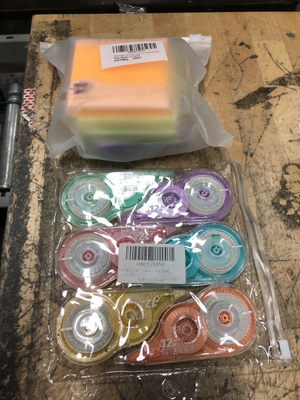 Photo 3 of 2 BUNDLED ITEMS: Sticky Notes, 3x3 Bright Colors Self-Stick Pads, 6Pack, 100 Sheets Per Pack; AND, VIHOGFINT Correction Tape, Thickening with Core White Out Tape Pen for School Office Supplies,0.2 x 472 Inch,6 Count(Colorful)