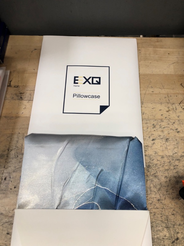Photo 1 of 2 SETS - EXQ Home Silky Satin Pillowcase for Hair and Skin, Printed Pillow Cases Queen Size Set of 2 Cooling Dark Blue Pillow Cases with Envelope Closure(20x30inch, Sky) Sky Queen(20"x30")