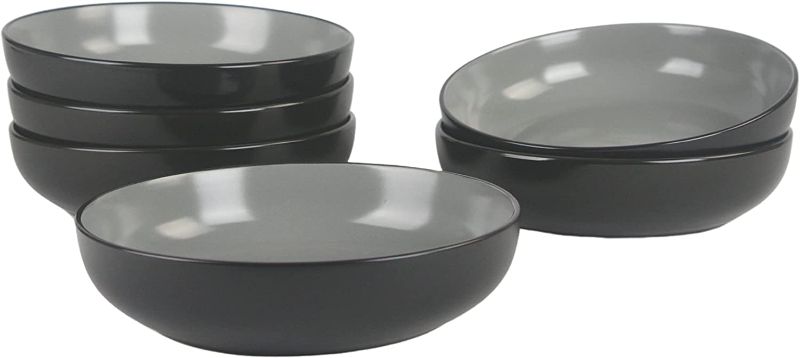 Photo 1 of 10 Strawberry Street Two Tone Coupe 8.5”/36 Oz. Dinner Bowl Set Of 6, Black/Gray
