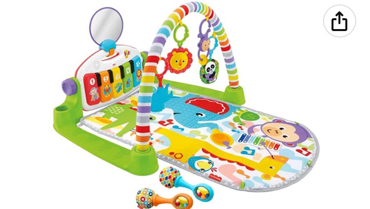 Photo 1 of Fisher-Price Baby Playmat Deluxe Kick & Play Piano Gym & Maracas With Smart Stages Learning Content, 5 Linkable Toys & 2 Soft Rattles [Amazon Exclusive]