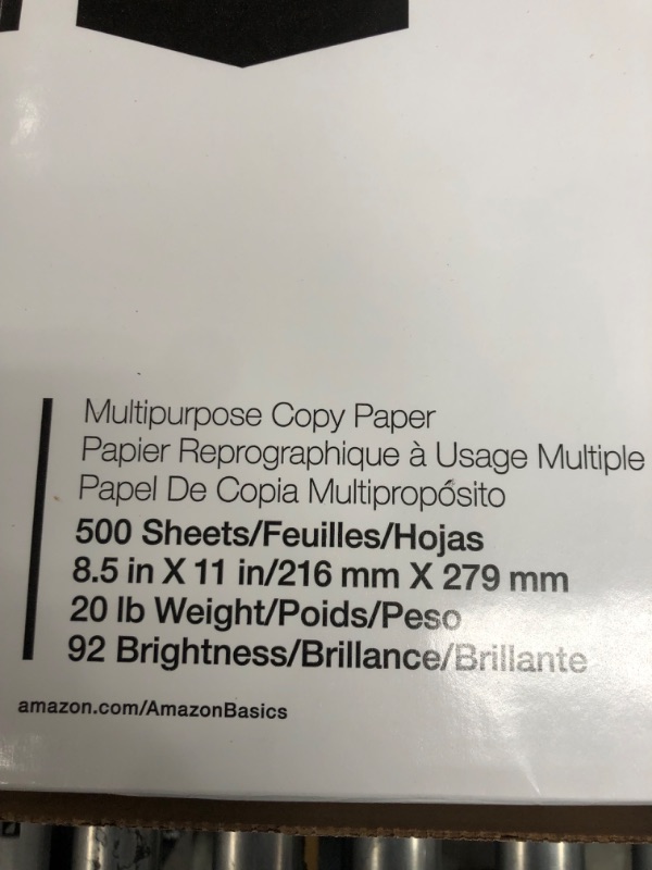 Photo 3 of Amazon Basics Multipurpose Copy Printer Paper, 8.5 x 11 Inch 20Lb Paper - 8 Ream Case (4,000 Sheets), 92 GE Bright White 8 Reams | 4000 Sheets Multipurpose (8.5x11) Paper