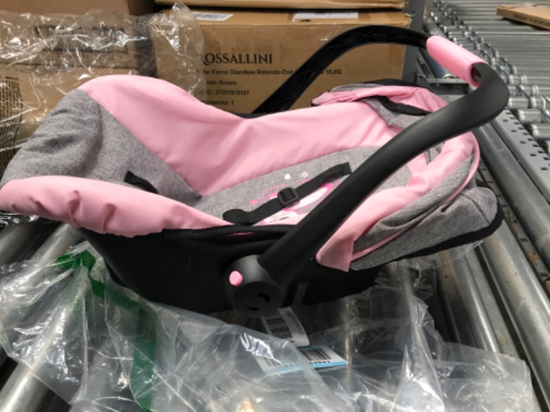 Photo 3 of Bayer Design 67933AA Toy, Car Seat Easy Go for Neo Vario Pram with Cover, Doll Accessories, Pink, Grey with Butterfly
