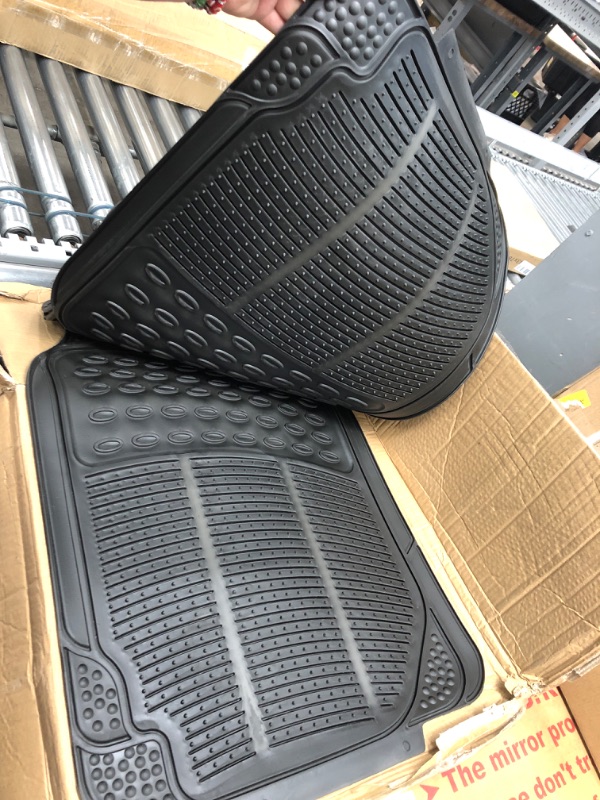 Photo 4 of BDK 3-Row ProLiner Original Heavy Duty 4pc Front & Rear Rubber Floor Mats for Car SUV Van (Fits 3rd Row Vehicles) - All Weather Protection Universal Fit (Black)