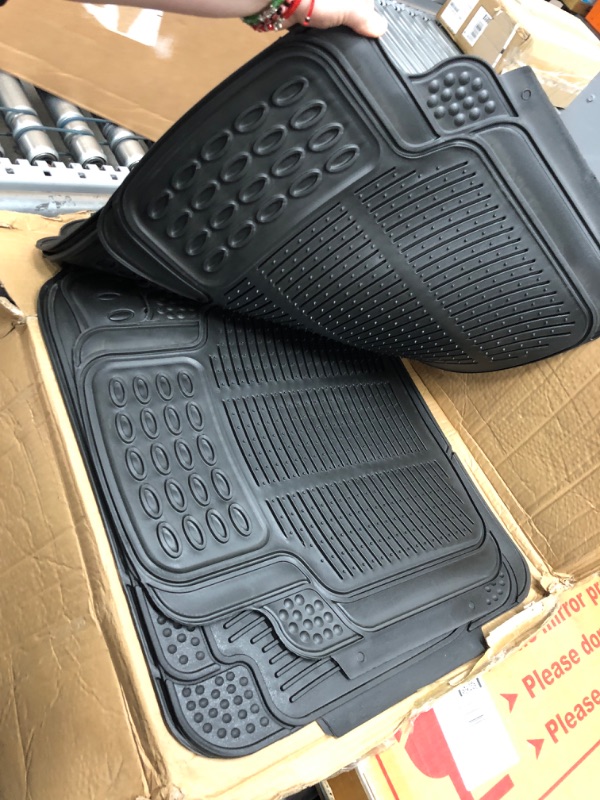 Photo 3 of BDK 3-Row ProLiner Original Heavy Duty 4pc Front & Rear Rubber Floor Mats for Car SUV Van (Fits 3rd Row Vehicles) - All Weather Protection Universal Fit (Black)