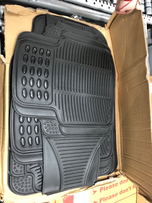 Photo 2 of BDK 3-Row ProLiner Original Heavy Duty 4pc Front & Rear Rubber Floor Mats for Car SUV Van (Fits 3rd Row Vehicles) - All Weather Protection Universal Fit (Black)