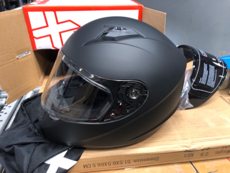 Photo 5 of GLX GX11 Compact Lightweight Full Face Motorcycle Street Bike Helmet with Extra Tinted Visor DOT Approved (Matte Black, Small) Matte Black Small