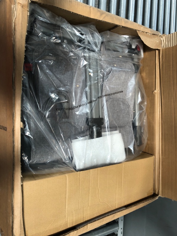 Photo 1 of EVER ADVANCED Foldable Wagons for Two Kids & Cargo, Collapsible Folding Stroller with Adjustable Handle Bar,Removable Canopy with 5-Point Harness Gray