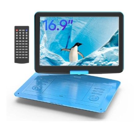 Photo 1 of WONNIE Portable DVD Player, 16.9" CD Player with 14.1" Swivel HD Screen for Kids, Headrest DVD Player with 6 Hrs Rechargeable battery, Dual Speakers, Support USB/SD Card/Sync TV/Multiple Disc Formats
