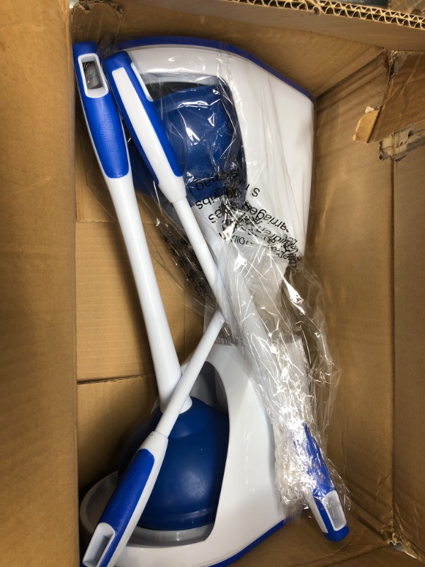 Photo 1 of 2pk Mr. Clean 440436 Combo, White/Blue Plunger and Bowl Brush Caddy Set, Toilet, Turbo Plunger & Brush 2-Pack Blue/White