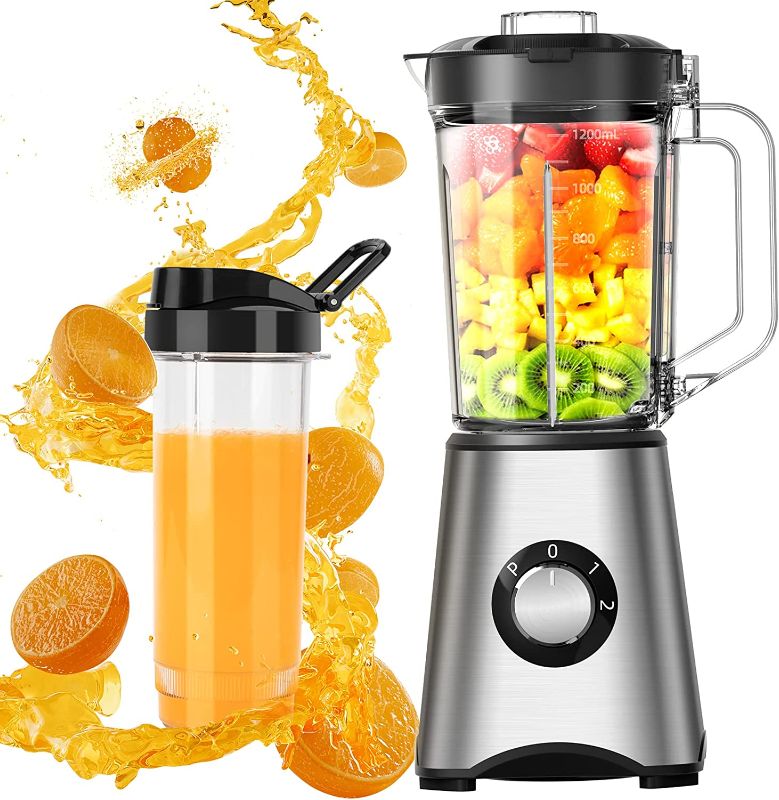 View 1 of Vermark 1000W Professional Blender - Crush Ice, Puree, & Blend Shakes with 40oz & 20oz Cups, 3-Speed Control, Portable with To-Go Lids, BPA-Free, Easy Clean
