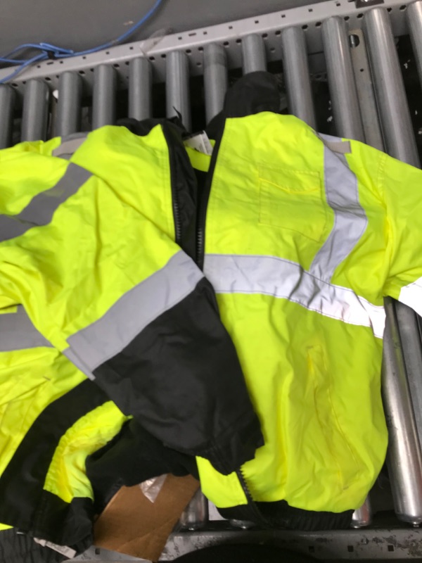 Photo 2 of High Visibility Reflective Winter Bomber Jacket, Zip Out Fleece Liner, ANSI Compliant, Ergodyne GloWear 8379 Lime X-Large