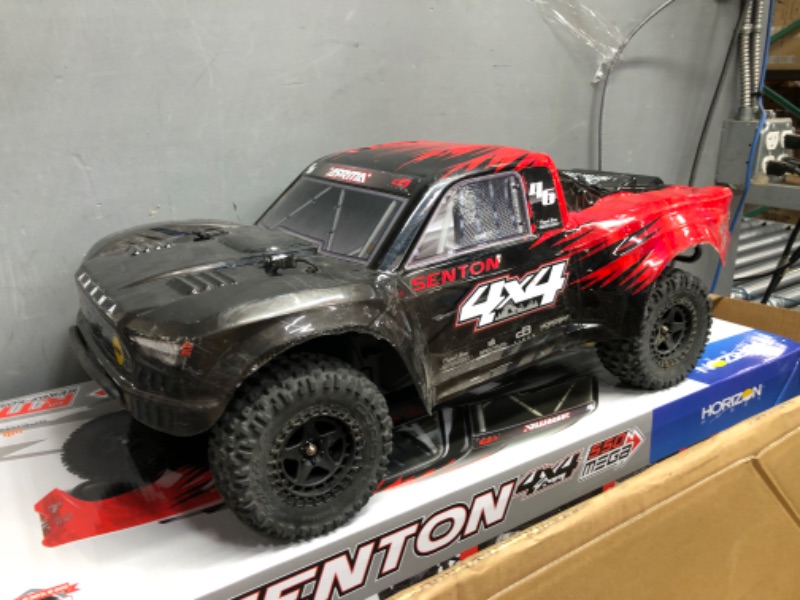 Photo 2 of **SEE NOTES**ARRMA 1/10 SENTON 4X4 V3 MEGA 550 Brushed Short Course RC Truck RTR (Transmitter, Receiver, NiMH Battery and Charger Included), Red, ARA4203V3T1
