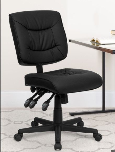 Photo 1 of Cole Mid-Back Black LeatherSoft Multifunction Swivel Ergonomic Task Office Chair

