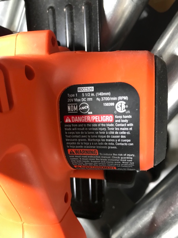 Photo 3 of ***SEE NOTES***
BLACK+DECKER 20V MAX* POWERCONNECT 5-1/2 in. Cordless Circular Saw, Tool Only (BDCCS20B) Circular Saw Only