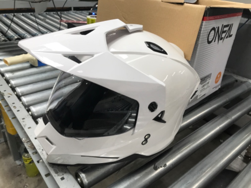 Photo 4 of 1Storm Dual Sport Motorcycle Motocross Off Road Full Face Helmet Dual Visor Glossy White X-Large