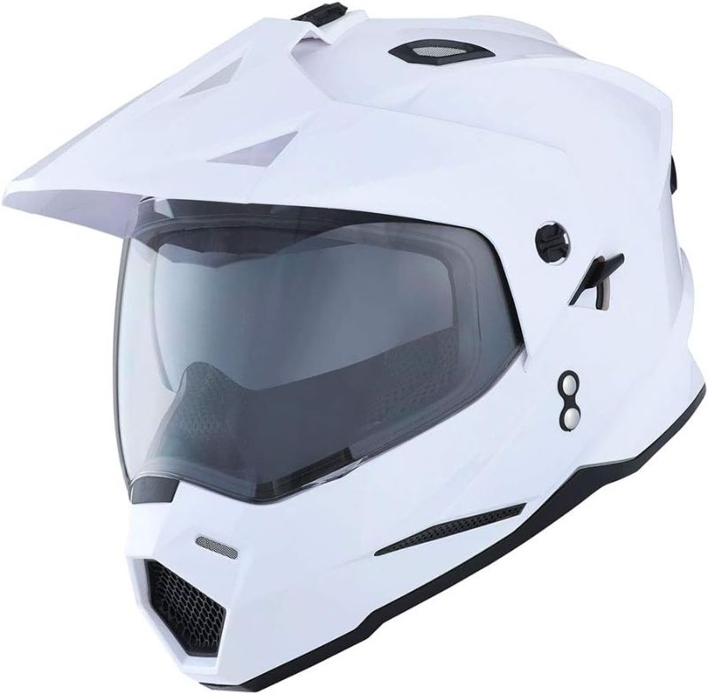 Photo 1 of 1Storm Dual Sport Motorcycle Motocross Off Road Full Face Helmet Dual Visor Glossy White X-Large