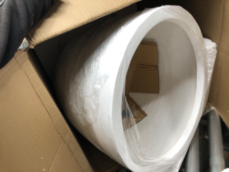 Photo 1 of **ONLY 18 INCH** Kante 18", 14", and 10" W Pure White Concrete Round Planters (Set of 3), Outdoor Indoor Modern Planter Pots, Lightweight, Weather Resistant, Seamless with Drainage Hole (RC0050ABC-C80011) Pure White 18"W + 14"W + 10"W Planters