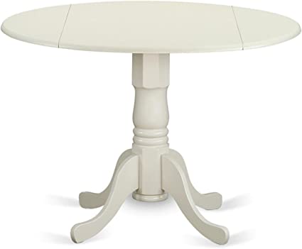 Photo 1 of East West Furniture Wood Dining DLT-WHI-TP Modern Kitchen Table Round Tabletop and 42 x 29.5-Linen White Finish
