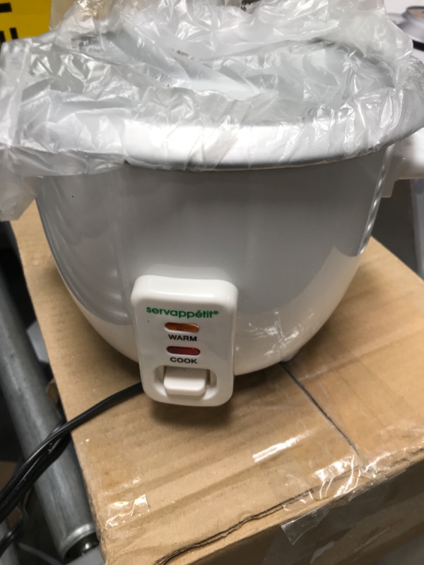 Photo 2 of 16-Cup Rice Cooker with Steam Tray and Glass Lid in White